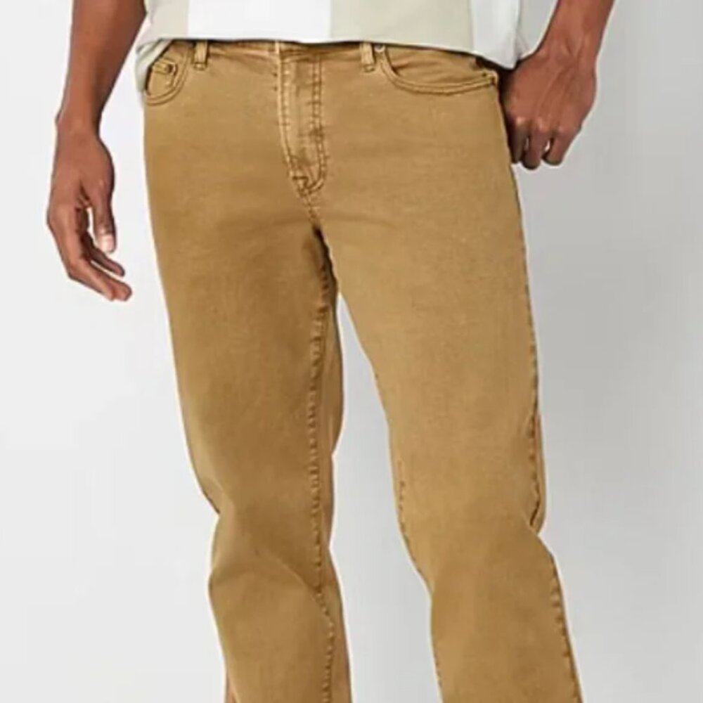 Stafford Prep Regular Fit Straight Leg Brown Jeans